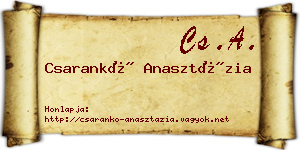 Csarankó Anasztázia névjegykártya